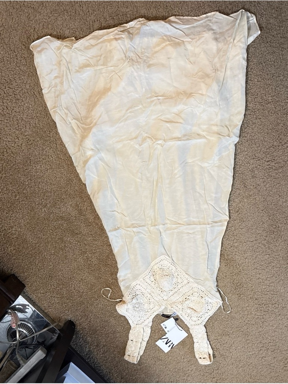Zara Cream Crochet-Detail Maxi Dress